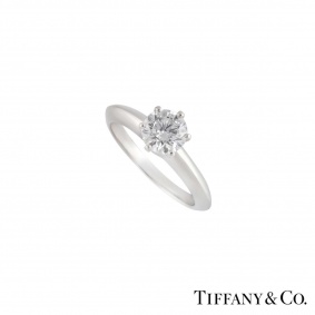 Tiffany & Co XXX Round Brilliant Cut Diamond Ring in Platinum 0.92ct F/VVS2 B&P